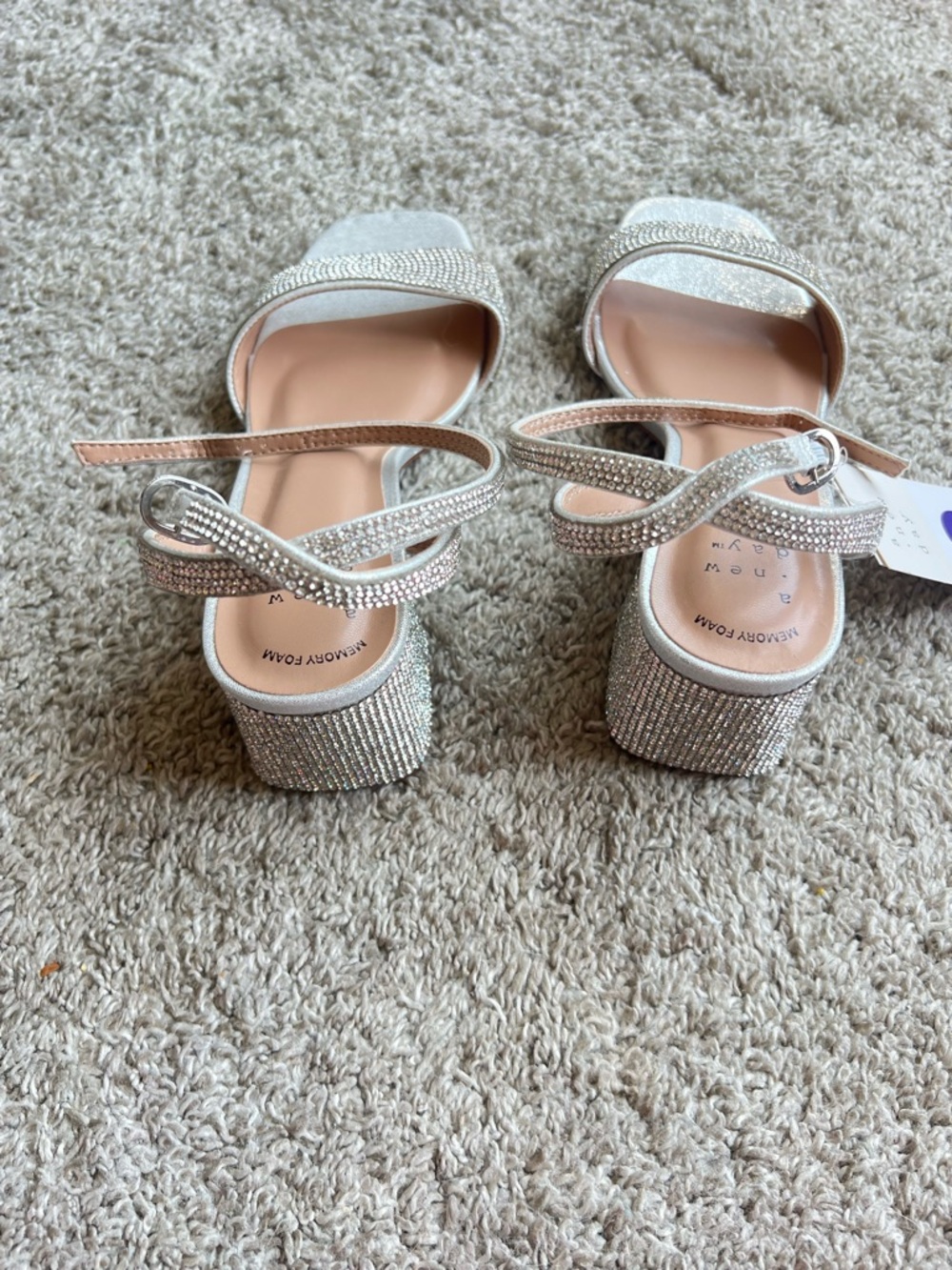 a new day Silver Rhinestone Ankle-Strap Heels. Size 6 - Picture 5 of 5